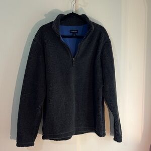 Lands' End Charcoal Fleece Quarter-Zip Pullover